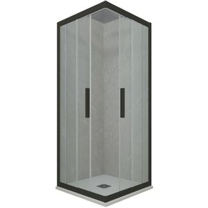 Forte - Eck-Duschkabine in pvc 80x100 Klarglas Matt-Schwarz Kolors