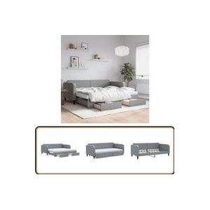 Vidaxl - Tagesbett Ausziehbar mit Schubladen Hellgrau 90x190 cm Stoff