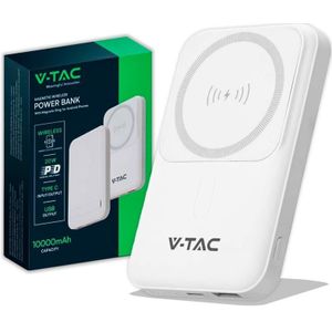 Powerbank Magsafe 10000 Ah magnetisch mit kabellosem Laden 20 w ultradünne weiße Farbe – 23039 - V-tac
