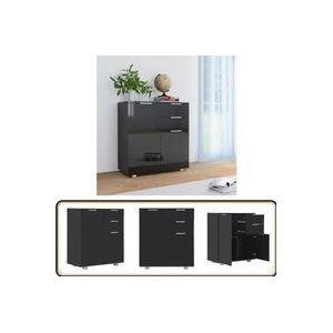 Vidaxl - Sideboard Hochglanz-Schwarz 71x35x80 cm Holzwerkstoff - Schubladenregal - Sideboard Schwarz - Holz Sideboard - tv Stand - Regal Schwarz