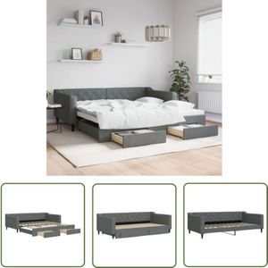 VidaXL Tagesbett Ausziehbar mit Schubladen Dunkelgrau 100x200 cm Stoff