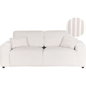 Beliani - Sofa Cremefarbe Cord Jumbo Cord 3- Sitzer Bequemes Wohnzimmer Modern Retro