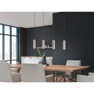 Meinewunschleuchte - Spot Balkenpendel aus Silber mattem Metall mit 4 dimmbaren LEDs