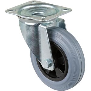 Bs Transportrolle L400, Lenkrolle, Rad-Ø 160 mm, Tragkr. 135 kg, Rollenlager, Lauffl. Gummi grau, Radk. Kunststoff - Bs Rollen