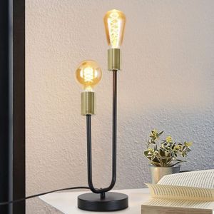 Gbly - Tischlampe Vintage Nachttischlampe Schwarz Wohnzimmer Schwarz Gold Tischleuchte Kinder in E27 Industrial Schlafzimmer Nachtlicht aus Metall