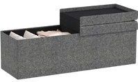 Sitzbank mit Stauraum, faltbar Polsterbank mit separaten Behältern, Bettbank mit Leinenoptik, Sitztruhe für Flur Schlafzimmer Wohnzimmer, 110 x 38 x