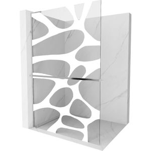 Kioto+ l Duschwand mit Walk-in-Regal 70 x 200 cm, weißes Muster, chrom - 800-070-123-01-97 - Mexen