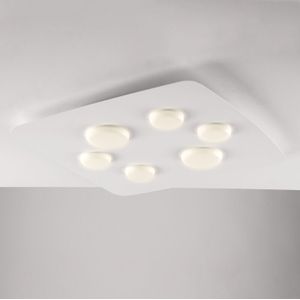 Plafoniera in metallo laccato bianco con diffusori in silicone a led integrato 6 luci H.5 - ø 65