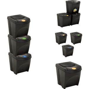 Vidaxl - Mülltonnen & Abfalleimer - Living Stapelbare Mülleimer 3 Stk. Anthrazit 75 l - Anthrazit