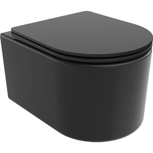 Sofia WC-Schüssel Randlos mit slim Sitz und Absenk-Automatik, duroplast, Schwarz matt - 305410 - Mexen