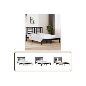 Massivholzbett Schwarz Kiefer 140x190 cm - Massivholzbette - Kiefernbett - Doppelbett - Schwarzes Bett - Modernes Bett