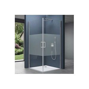 Doporro Eck-Duschkabine 70x80x195cm inklusive Duschwanne Duschabtrennung Hebe- und Senkmechanismus Eckdusche ESG-Sicherheitsglas Milchglas Streifen