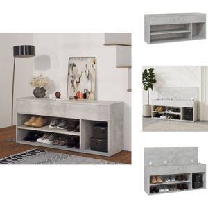 Vidaxl - Schuhbank Betongrau 105x30x45 cm Holzwerkstoff - Schuhbank - Schuhregal - Garderobe - Aufbewahrungsbox - Eingangsbereich