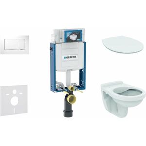 Geberit - Kombifix - Installationselement für Wand-WC mit Betätigungsplatte SIGMA30, matt/glänzend Chrom + wc Alpha und wc Sitz 110.302.00.5 ND6