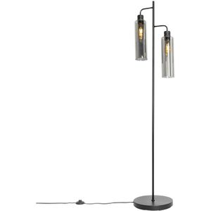 Moderne Stehlampe schwarz mit Rauchglas 2 Lichter - Stavelot