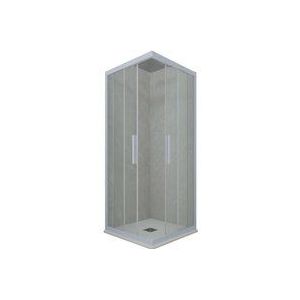 Eck-Duschkabine in pvc 80x90 Klarglas Vintage-Blau Kolors