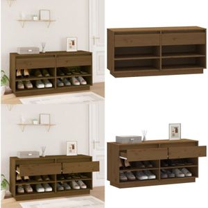 Vidaxl - Schuhregal Honigbraun 110x34x52 cm Massivholz Kiefer - Holz Schrank - Schuhschrank - Garderobe - Regal - Wohnzimmer Dekoration - Home &