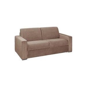 Vente-unique - Schlafsofa mit Matratze 3-Sitzer - Liegefläche: 140 cm - Matratzenhöhe: 14 cm - Samt - Beige - calito