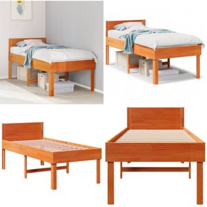 Massivholzbett ohne Matratze Wachsbraun 90x200 Kiefernholz - Vidaxl