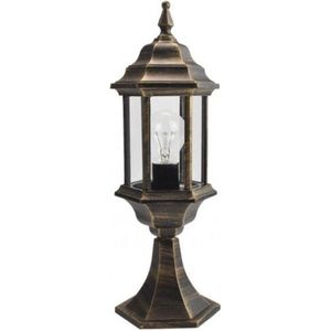 Fabrilamp - pollux aluminium außenwandleuchte 1xe27 schwarz/gold 48,5x17x17 cm ip44