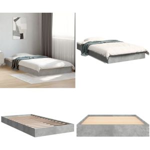 Vidaxl - Bettgestell Betongrau 100x200 cm Holzwerkstoff - Beton Grau - Holzrahmen - Lattenrost - Single Bett - Doppelbett - Home & Living