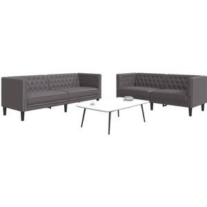 2-tlg. Chesterfield-Sofa-Set Grau Kunstleder