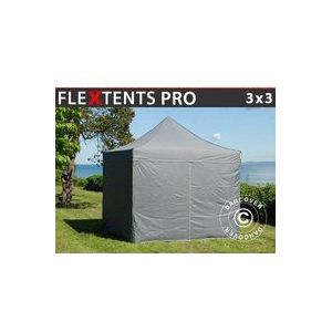 Dancover - Faltzelt Faltpavillon Wasserdicht FleXtents pro 3x3m Grau, mit 4