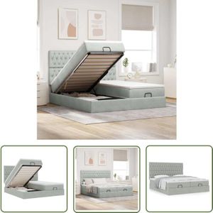 VidaXL Ottoman-Bett mit Matratzen Hellgrau 180x200 cm Samt