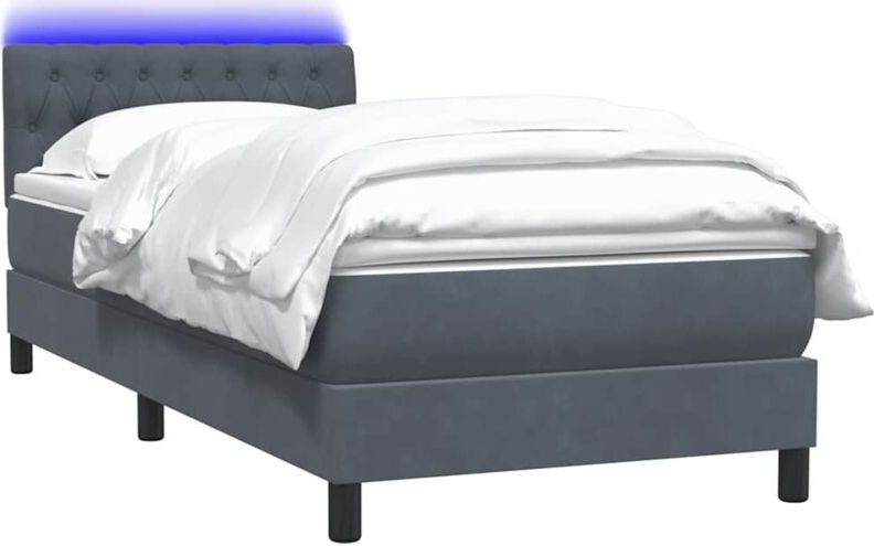 Vidaxl - Boxspringbett mit Matratze Dunkelgrau 90x220 cm Samt