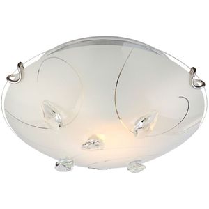 Globo - Runde led Deckenlampe mit gemustertem Glasschirm & Deko Kristallen, Ø25cm