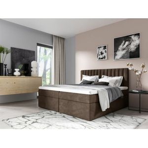 Boxspringbett Schlafzimmerbett linnea 120x200cm Stoff Braun inkl. Bettkasten