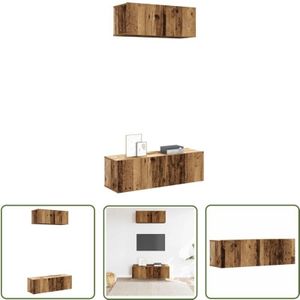 VidaXL 2-tlg. TV-Schrank-Set Wandmontage Altholz-Optik Holzwerkstoff