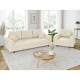 S-style Möbel - Ivar - Polstergarnitur 3+1 mit Braun Holzfüßen im skandinavischen Stil aus Beige Chenille-Stoff