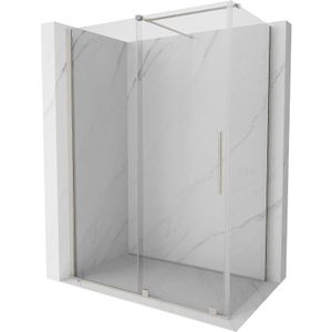 Mexen - Velar Duschkabine Schiebetür 130 x 75 cm, transparent, gebürstetes Nickel - 871-130-075-01-97