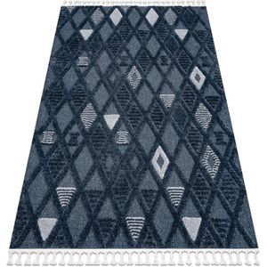 Teppich sevilla Y499B Gitter, Diamanten blau Franse berber marokkanisch shaggy blue 140x190 cm