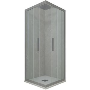 Forte - Eck-Duschkabine in pvc 75x75 Klarglas Silver Kolors