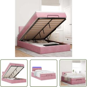 VidaXL Ottoman-Bett mit Matratze & LEDs Rosa 120x200 cm Samt