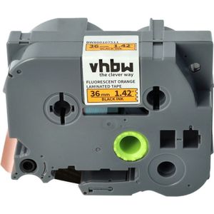 vhbw 1x Schriftband-Kassette Ersatz für Brother TZE-B261, TZ-B261 für Etiketten-Drucker 36mm Schwarz auf Neon-Orange