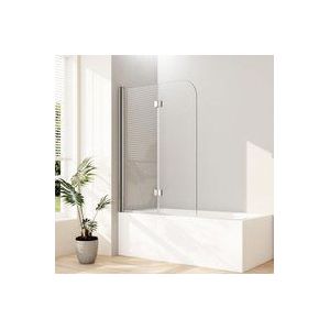 Duschwand fuer Badewanne 110x140 cm Badewannenfaltwand 2-teilig Faltbar 5mm esg Glas Nano Beschichtung Duschtrennwand