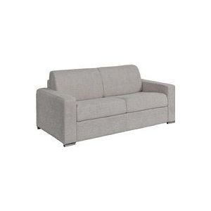 Vente-unique - Schlafsofa mit Matratze 3-Sitzer - Liegefläche Lattenrost mit breiten Latten 140 cm - Matratze 22 cm - Bouclé-Stoff - Hellgrau - calito