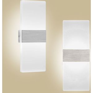 Tonchean - Wandleuchte für den Innenbereich mit silberweiß gebürstetem Licht, 12 w, ac 85–265 (v), moderne Flurbeleuchtung aus Acryl für Flur,