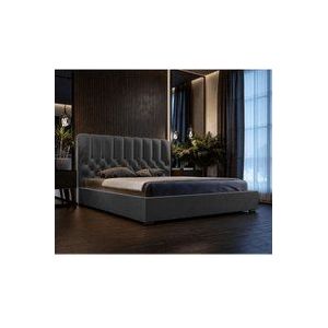 Designerbett 160x200 cm Roma - Polsterbett mit Bettkasten - Dunkelgrau (Riviera 95) - Dunkelgrau - Graingold