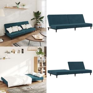 Vidaxl - Schlafsofa 2-Sitzer Blau Samt - Samtsofa - Schlafsofa - Gästebett - Wohnraumgestaltung - Gemütliches Sofa - Home & Living