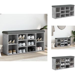 Vidaxl - Schuhbank Betongrau 102x32x50 cm Holzwerkstoff - Schuhbank - Flurbank - Garderobe - Einbaubank - Beistelltisch