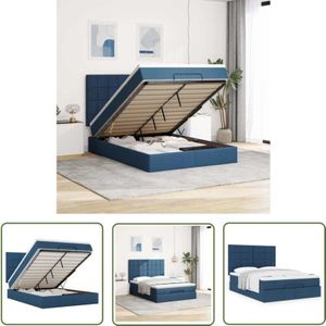 VidaXL Ottoman-Bett mit Matratze Blau 140x200 cm Stoff