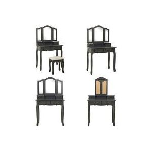 Schminktisch-Set mit Hocker Grau 80x69x141 cm Paulowniaholz - Schminktisch - Kosmetiktisch - Make-Up Tisch - Grau - Paulownia Holz - Home & Living