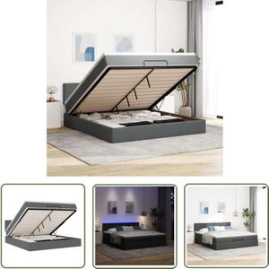 VidaXL Ottoman-Bett mit Matratze & LEDs Dunkelgrau 160x200 cm Stoff