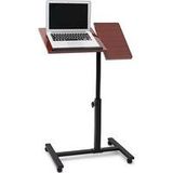Laptoptisch höhenverstellbar, Laptopständer Holz, mit Rollen, drehbar, HxBxT: 95 x 60 x 40,5 cm, rot-braun - Relaxdays
