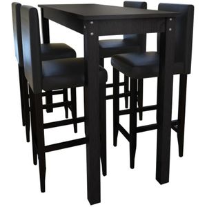 Torana - Barset Bartisch mit 4 Barhockern Schwarz