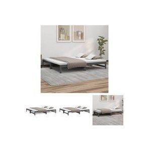 Tagesbett Ausziehbar Grau 2x(90x200) cm Massivholz Kiefer - Tagesbett - Holzbett - Kiefernholzbett - Gästebett - Schlafsofa - The Living Store